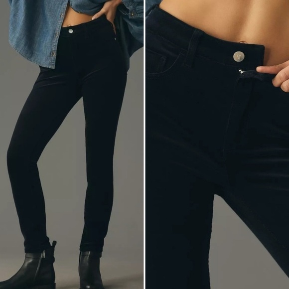 Anthropologie Pilcro Pants Velvet High Rise Skinny Classic Holiday Chic Navy 28 - Picture 1 of 12
